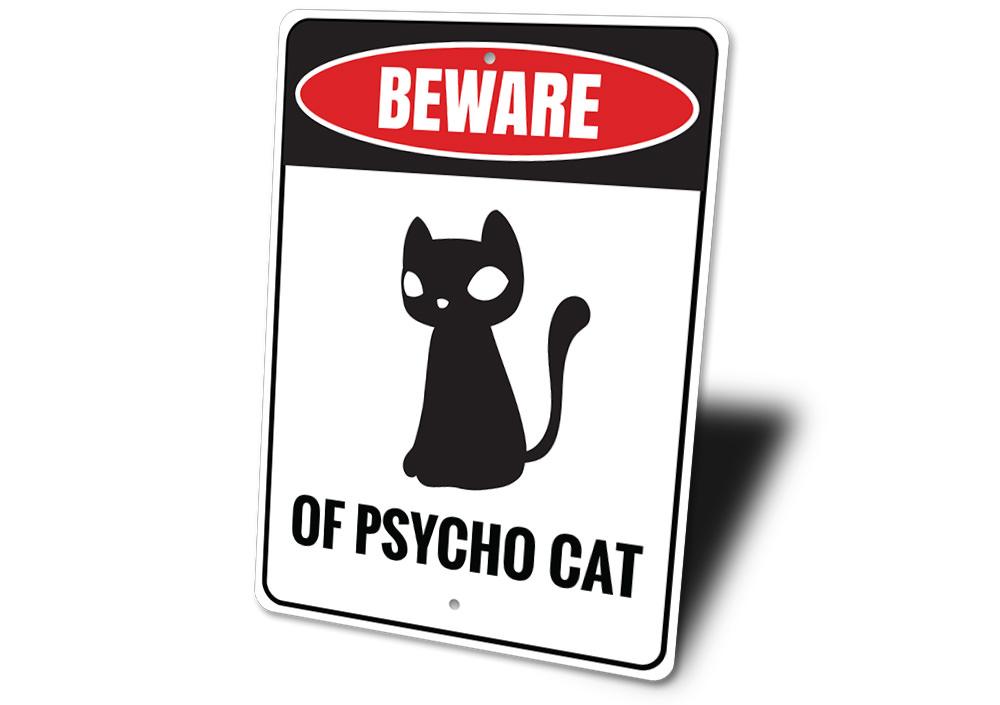 "Beware of Psycho Cat" Wall Art