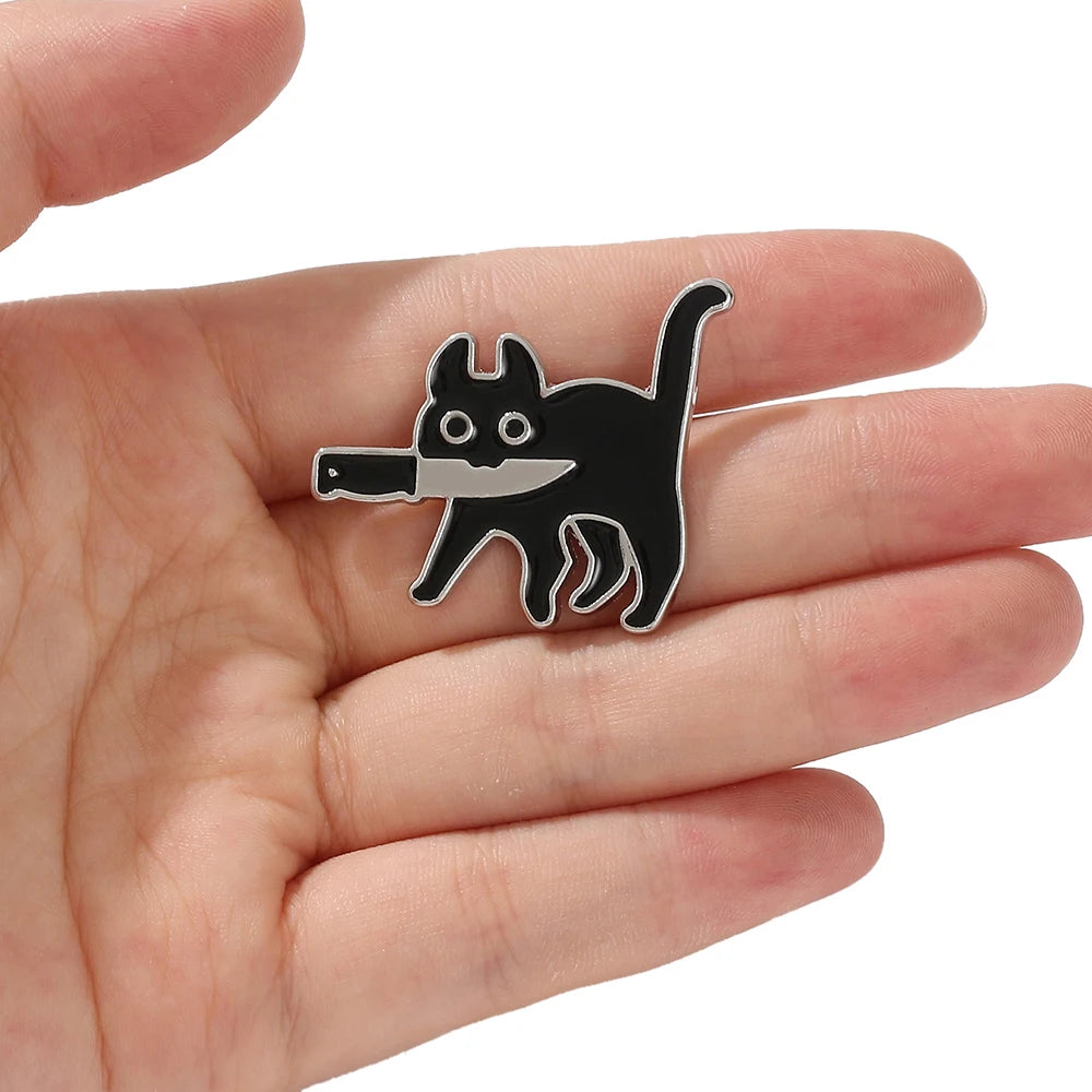 Kitty with a Knife Pin