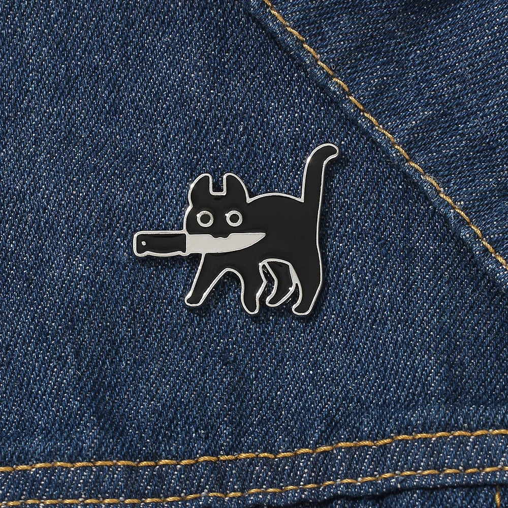 Kitty with a Knife Pin