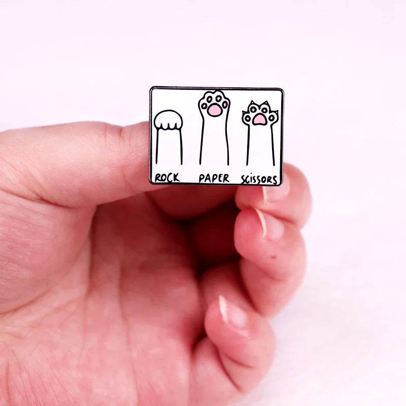 Rock, Paper, Scissors Cat Paw Pin