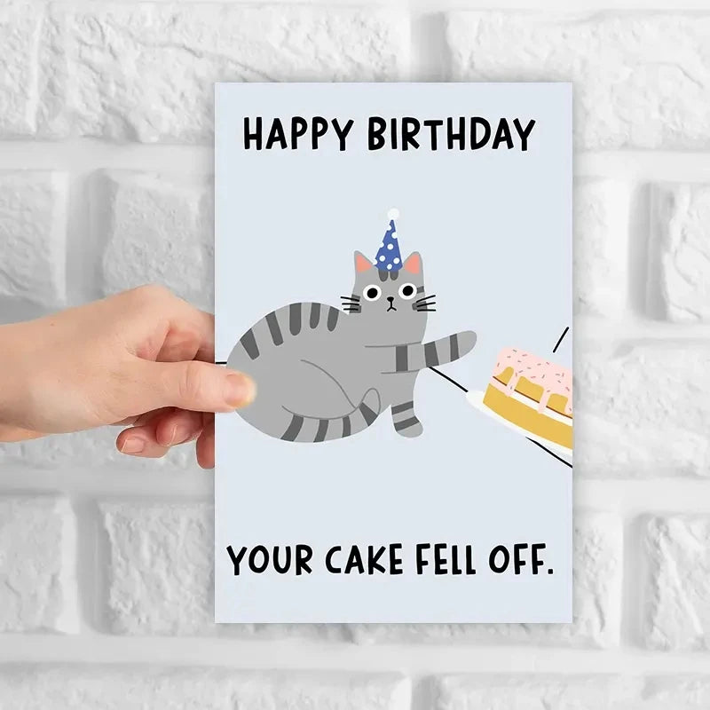 "Happy Birthday - Your Cake Fell Off" Cat Greeting Card