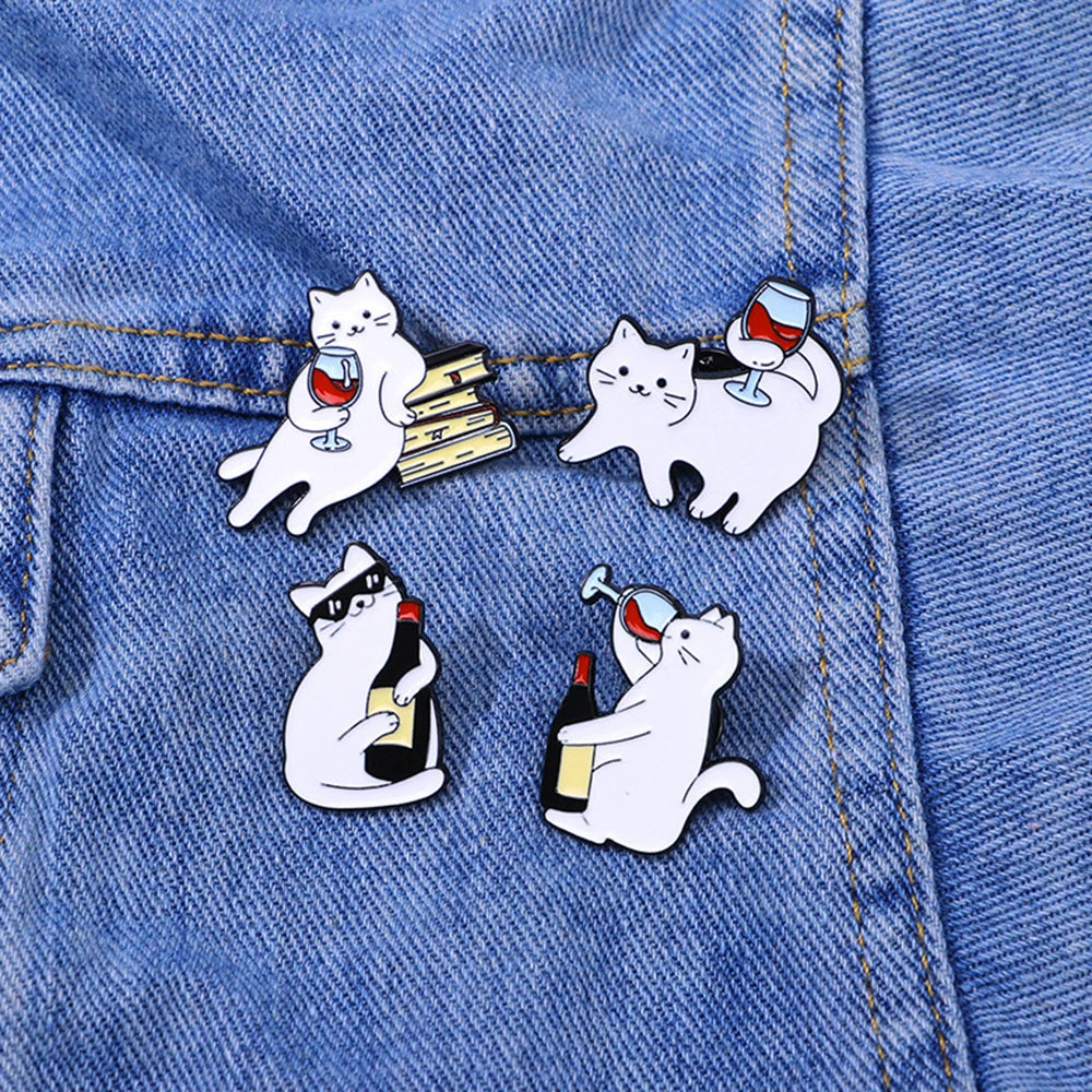 Meow & Merlot Cat Pin