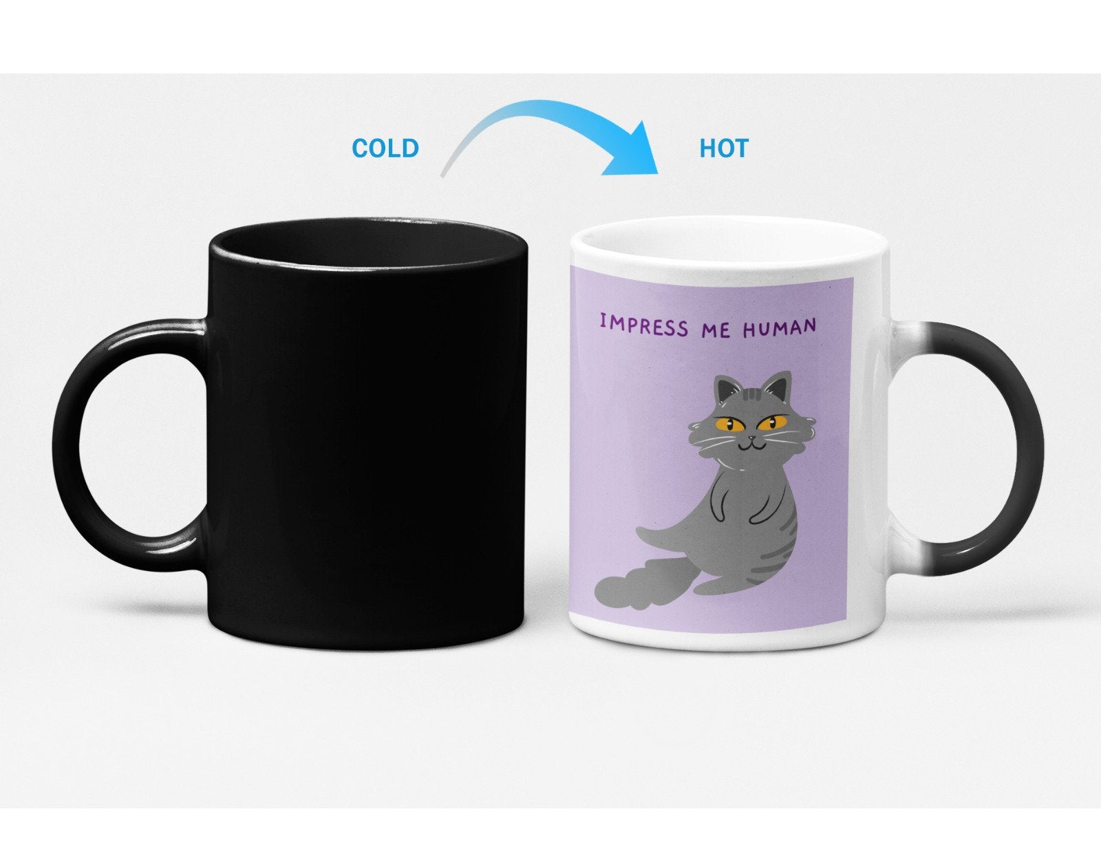 "Impress Me Human" Color Changing Cat Mug